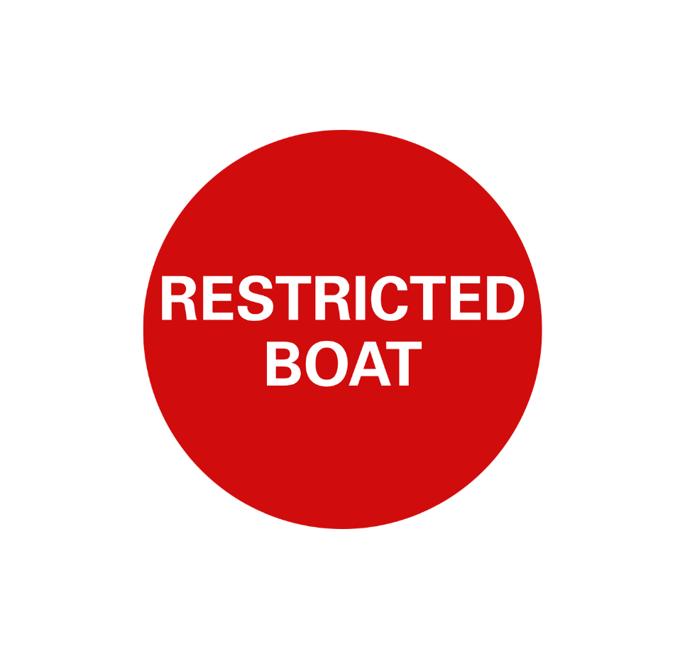 Restricted Boat Sticker - Red - 5cm Circle