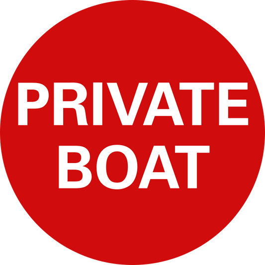 Private Boat Sticker - Red - 5cm Circle