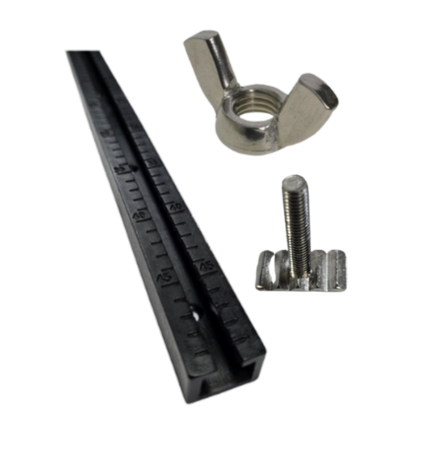 Foot Stretcher Track - Complete Set - 250mm - Internal Toothed Track With S/S Wing Nut