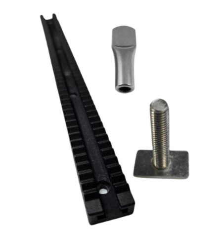 Foot Stretcher Track - Complete Set - 250mm -  External Toothed Track With S/S Tube Nut