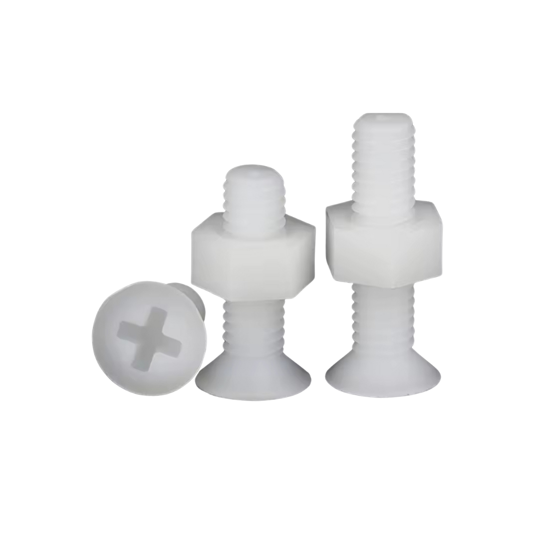 Nylon Counter Sunk Phillips Head Screw, Washer and Nut - M5 x 20mm   - M5 x 20mm - White
