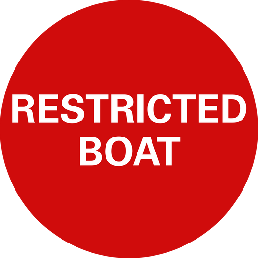 Restricted Boat Sticker - Red - 5cm Circle