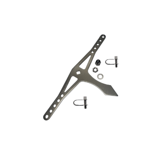 Steering Yoke - Aluminium with Pointer - Adjustable Width, D-Shackles, S/S M6 Flat and Spring Washers and M6 S/S Dome Nut and Nylon Dome Nut Cover - Suit 2, 4 & 8