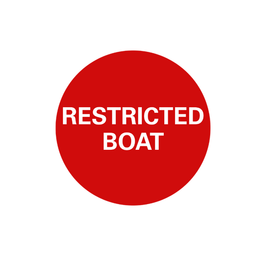 Restricted Boat Sticker - Red - 5cm Circle
