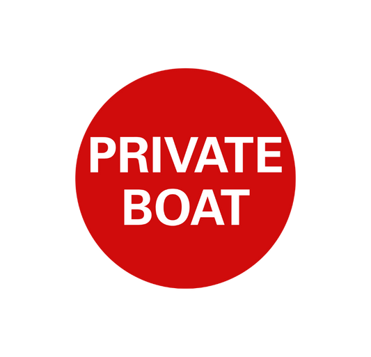 Private Boat Sticker - Red - 5cm Circle